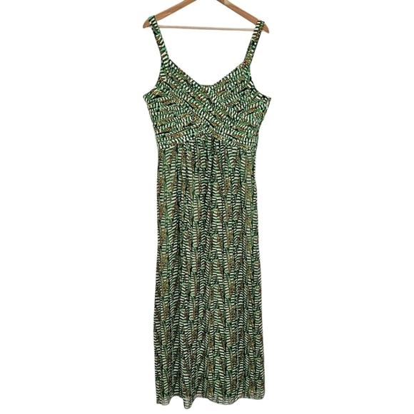 New Directions Green Printed Pintucked Fit & Flare Plus Size Fall Midi Dress 18 - Picture 1 of 11
